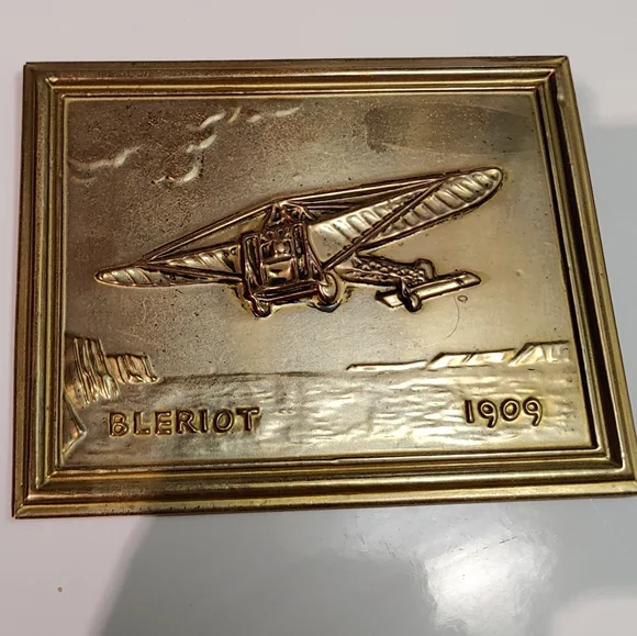 Wall Art Brass Plaque Bleriot  Monoplane 1909 6x4 1/2 inch - Picture 3 of 4